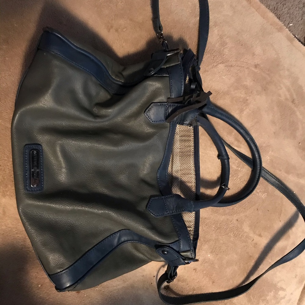 Steve Madden Gray and Navy Satchel Purse